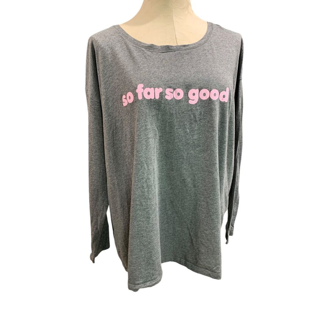 2X Jenni Intimates Womens Gray Jersey Knit 3/4 Sleeve Sleep Shirt